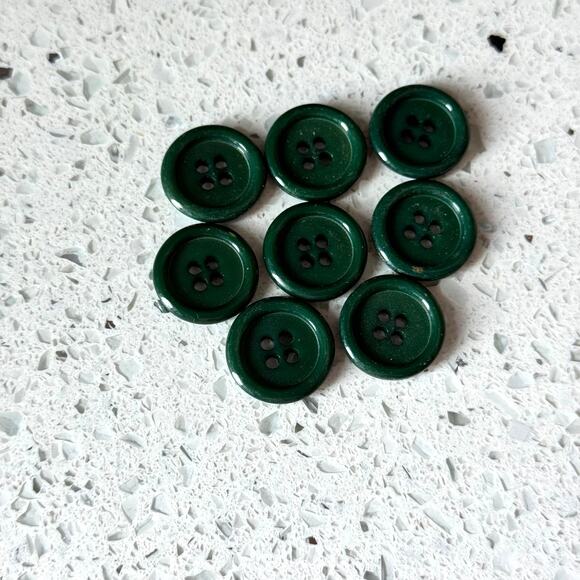 Y2K Vintage Buttons Lot Dark Green 8 Pcs Round 4 Hole DIY Art Crafting Sewing - Picture 3 of 5